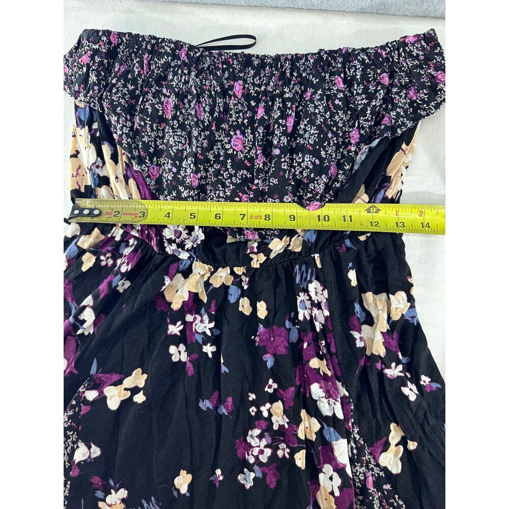 Urban Outfitters Kimchi Blue sz L Black Floral Strapless Jersey Dress - Picture 5 of 5